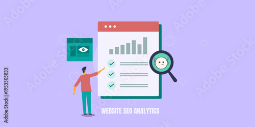 SEO automation system, AI agent tracking search rankings and website metrics, data analyst with interactive dashboard.