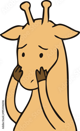 Shy Giraffe Character Hiding Face