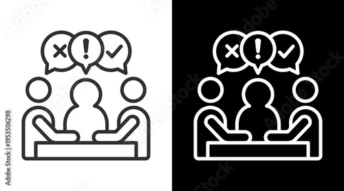 Decision Making White Icon Set Vector 