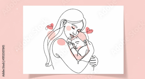 Mother tenderly holding newborn baby love and care heartwarming moment family bond illustration