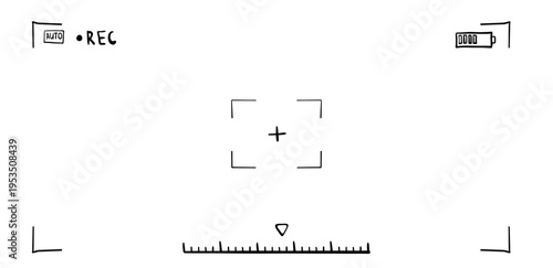Camera viewfinder interface, video frame. Surveillance screen, record frame doodle. Movie mode, photo shooting mode. military viewfinder overlay. Screen photography frame for video,