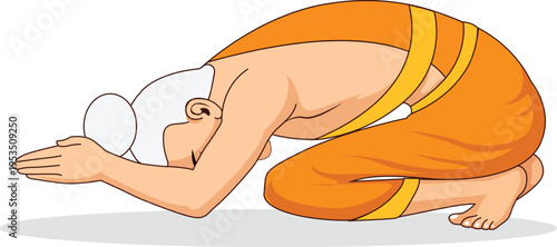 Hindu Sage Praying in Sashtanga Pranam Pose