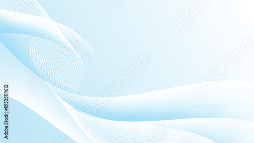Abstract elegant light blue smooth curves background with soft flowing waves, and fluid modern motion.