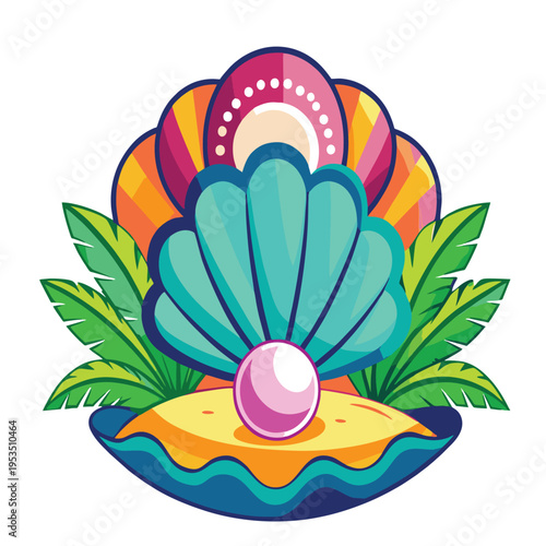 logo design vector icon illustration tropical themed seashell