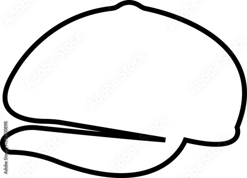 Newsboy Cap Icon, Newsboy caps Logo Oversized brim hat beanie, silhouette Iconic shape, Stylized detail, Negative space, Flat solid, Filled, tweed , herringbone wool cap, leather newsboy, brim