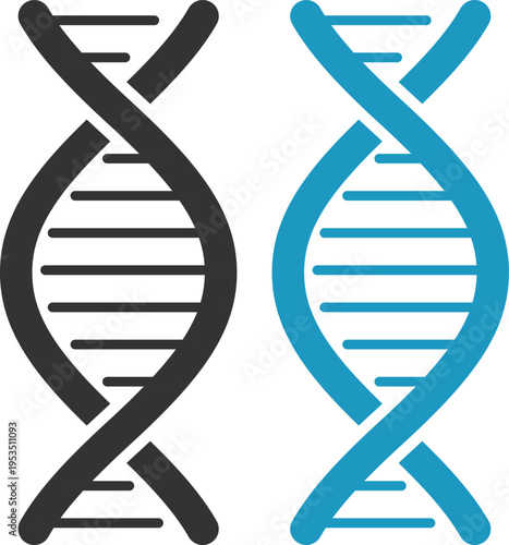 DNA helix icon set collection, genetics and molecular biology symbols, genome structure vector icons, biotechnology research, science laboratory, medical and scientific illustration pack.