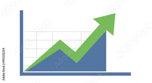 Green arrow graph showing upward financial trend, business growth concept