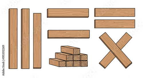Wooden blocks in various shapes.
