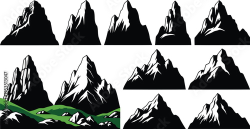 High contrast alpine ridge logo badges for adventure use