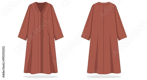 Modest elongated open front cardigan design showcasing front and back views in a stylish earthy hue perfect for comfortable daily wear and versatile