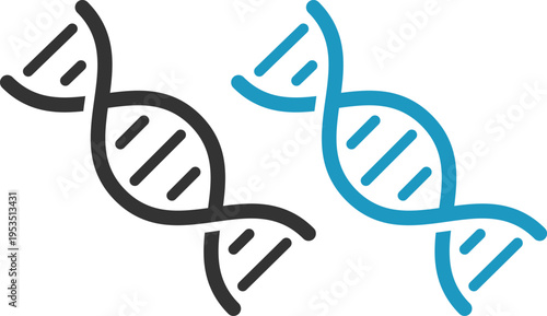 DNA helix icon set collection, genetics and molecular biology symbols, genome structure vector icons, biotechnology research, science laboratory, medical and scientific illustration pack.