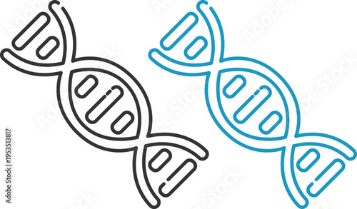 DNA helix icon set collection, genetics and molecular biology symbols, genome structure vector icons, biotechnology research, science laboratory, medical and scientific illustration pack.