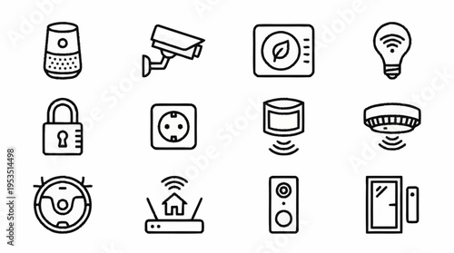 Smart home automation icons set.