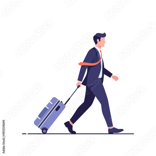 Businessman Walking with Suitcase, Business Travel, Airport Journey, Corporate Trip