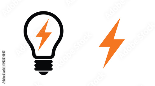 Bright idea a lightbulb and lightning bolt illustration silhouette