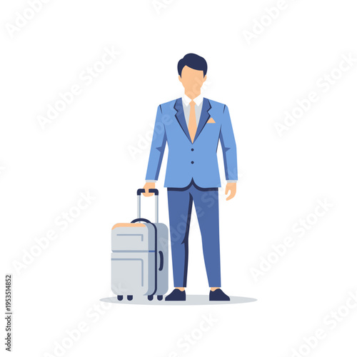 Businessman with Suitcase, Business Travel, Professional Male Traveler Icon