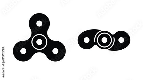 Black and white image of fidget toys in a simple silhouette