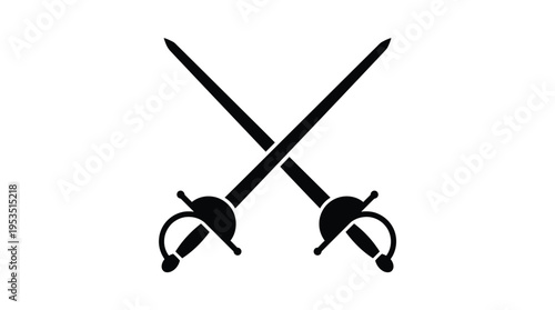 Two crossed swords presented as a striking black silhouette