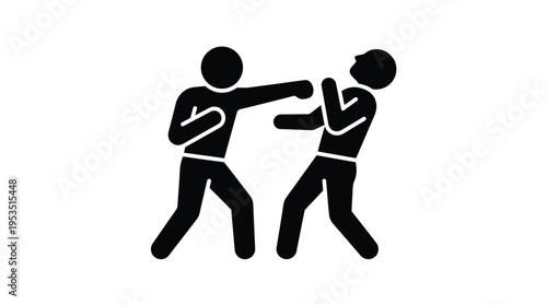 Two men engaged in a physical fight depicted as a silhouette