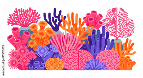 Vibrant underwater coral reef ecosystem with diverse marine life.