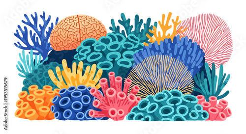 Vibrant underwater coral reef ecosystem with diverse marine life.