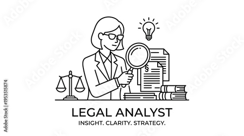 Legal Analyst Examining Documents with Magnifying Glass