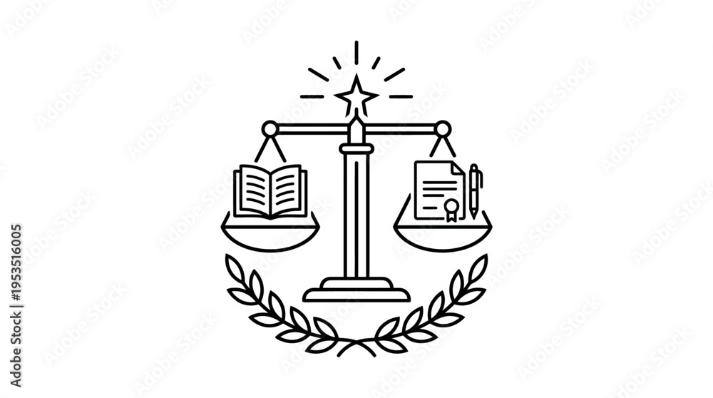 Obraz premium Legal Balance Scales of Justice with Book and Document