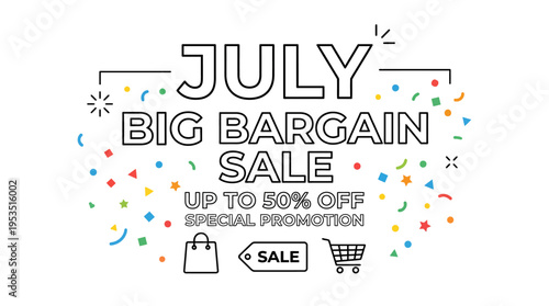 July Big Bargain Sale Promotional Banner