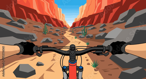 Mountain Biking in Desert Canyon - First Person View