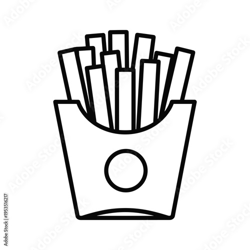 French Fries Icon: Simple Line Art of Fast Food Snack
