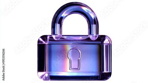 glass glossy lock icon. frosted glass material