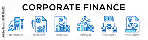 blue - Corporate Finance web banner vector illustration concept