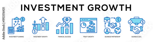 blue - Investment Growth web banner vector illustration concept