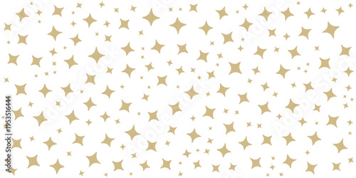 Golden vector seamless pattern with small diamond shapes, stars, rhombuses, dots. Abstract gold and white geometric texture. Simple minimal repeat background. Subtle luxury design for decor, wallpaper