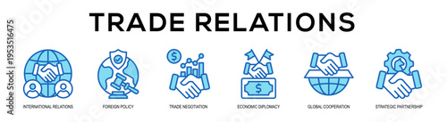 blue - Trade Relations web banner vector illustration concept
