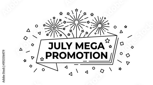 July Mega Promotion Banner with Fireworks