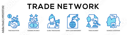 blue - Trade Network web banner vector illustration concept