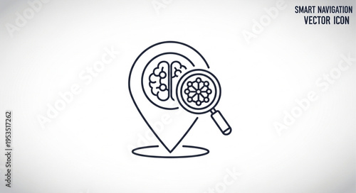 Brain Location Search - Smart Navigation Vector Icon for Mental Health.