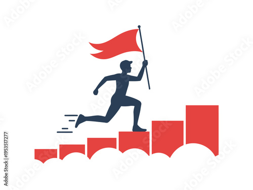 Business man running with French flag illustration patriotic vector