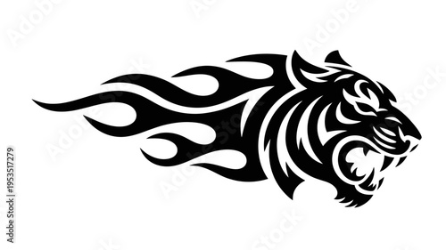 Tribal lion tattoo vector illustration silhouette design
