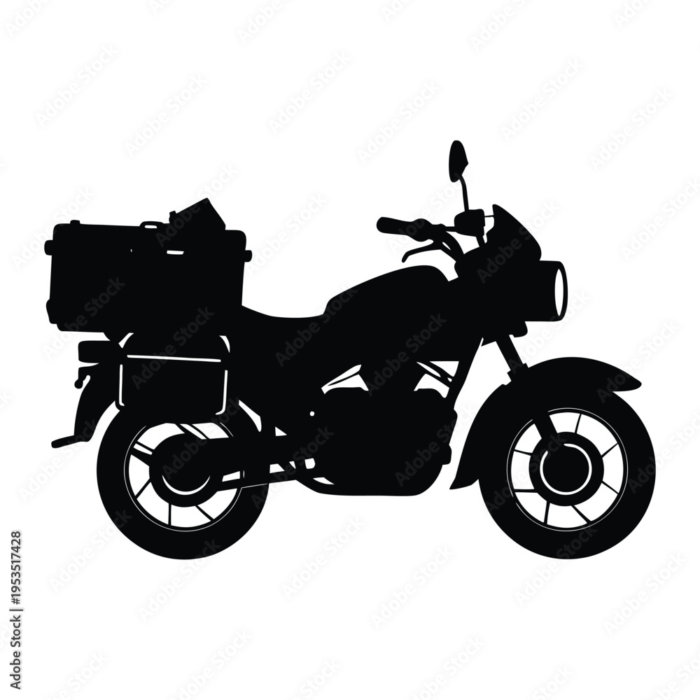 Fototapeta premium Adventure Touring Motorcycle Silhouette Vector