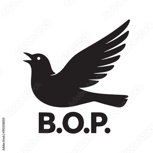 Bild auf Leinwand Black Bird of Prey Logo Design With Bold B