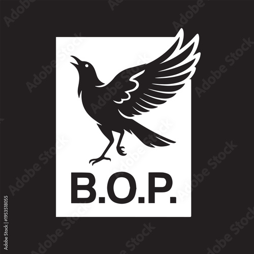 Bild auf Leinwand Black Bird of Prey Logo Design With Bold B