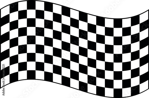 Checkered racing flag waving, start finish motorsport competition dynamic victory symbol