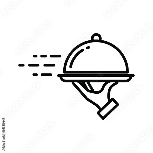 Fast Food Delivery Icon: Hand Serving Dish with Speed Lines