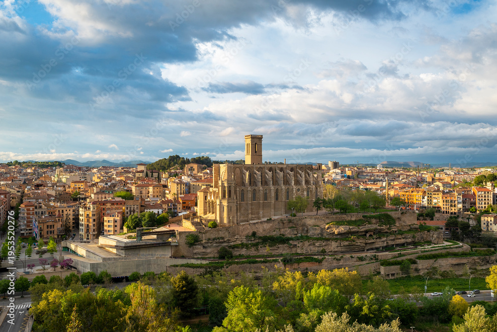Fototapeta premium Manresa with its impressive Basilica of Santa Maria de La Seu, is the capital of Bages county, in the province of Barcelona, Catalonia region, Spain