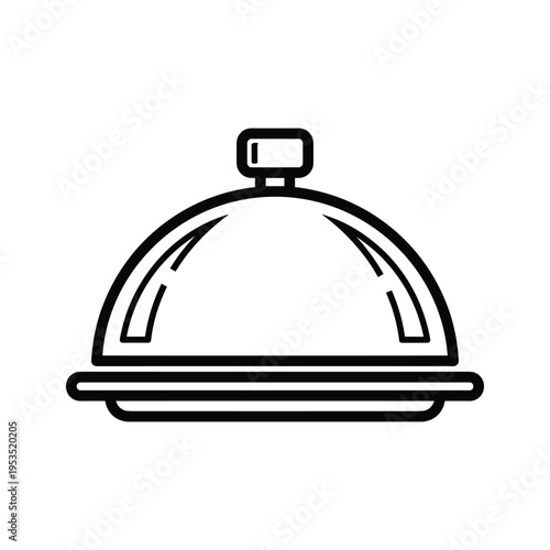 Simple Black Outline Icon of a Food Cloche or Serving Dome on a White Background