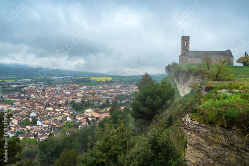 Photography The church of San Andres on the hilltop overlooking the town of Tona, in the pro