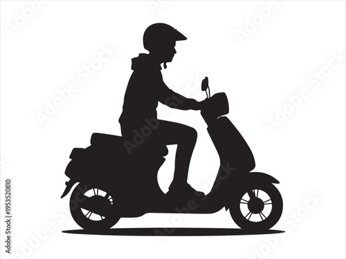 
Delivery Rider scooter Silhouette Fast Food Courier Service Concept Illustration