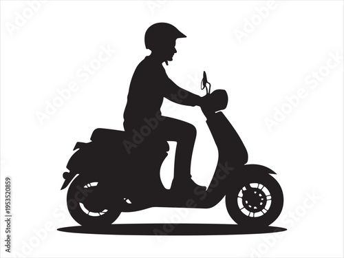 
Delivery Rider scooter Silhouette Fast Food Courier Service Concept Illustration